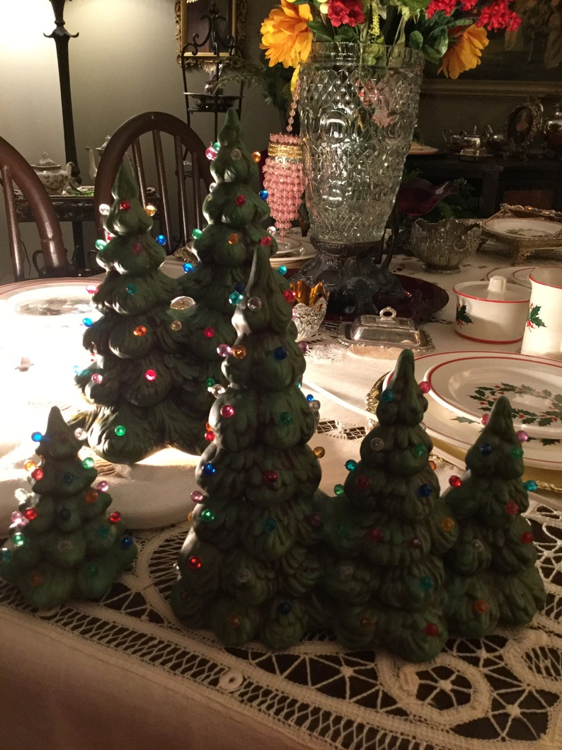 1988 Glenview Mold Large Ceramic Lighted Base Six Trees Four Etsy