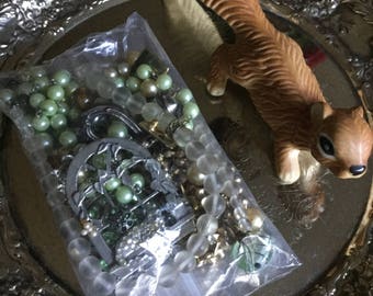 One Bag of Assorted Vintage Broken Jewelry-Crafts/Repair/Reimagined-Pins/Brooches/Earrings