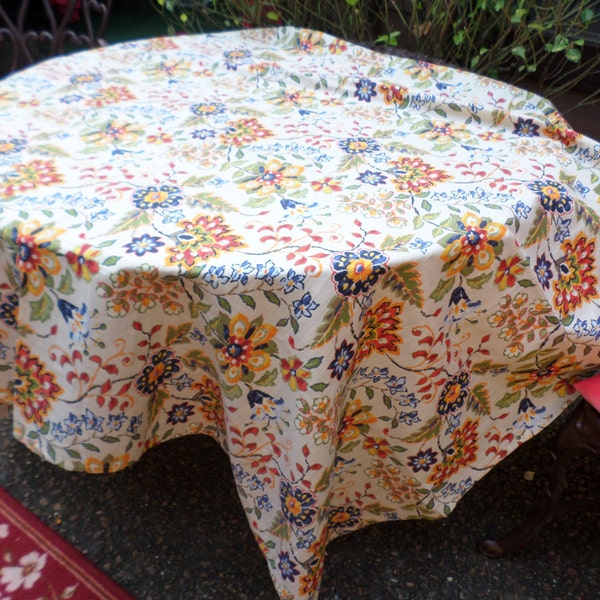 Gorgeous Colorful Floral 52"x70" Poly/Cotton Tablecloth/Table Linen/Cover-Blue/Red/Yellow/Orange/Green