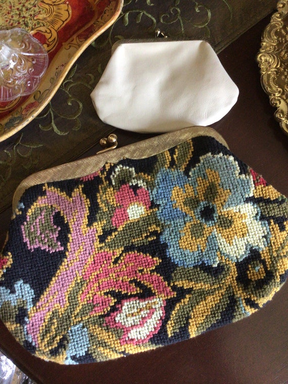 MM Garland Floral Tapestry Purse/Clutch and Beige 