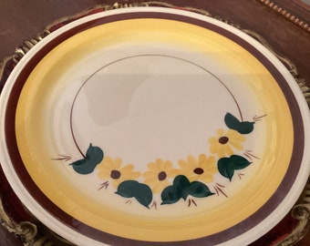 Vernon Kilns Metlox Poppy Trail Brown Eyed Susan Brown/Yellow 12" Chop  Plate