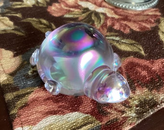 4.5" 2.5" Solid Glass Turtle Paperweight by Simson in Original Box