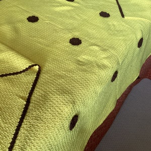 Beautiful Very Large Handmade Butter/Lemon Cake Yellow Bedspread/Cover with Brown Rosettes-Blanket/Bedding-90x90 image 4