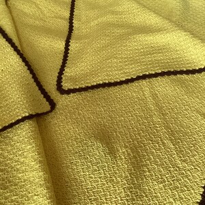 Beautiful Very Large Handmade Butter/Lemon Cake Yellow Bedspread/Cover with Brown Rosettes-Blanket/Bedding-90x90 image 3