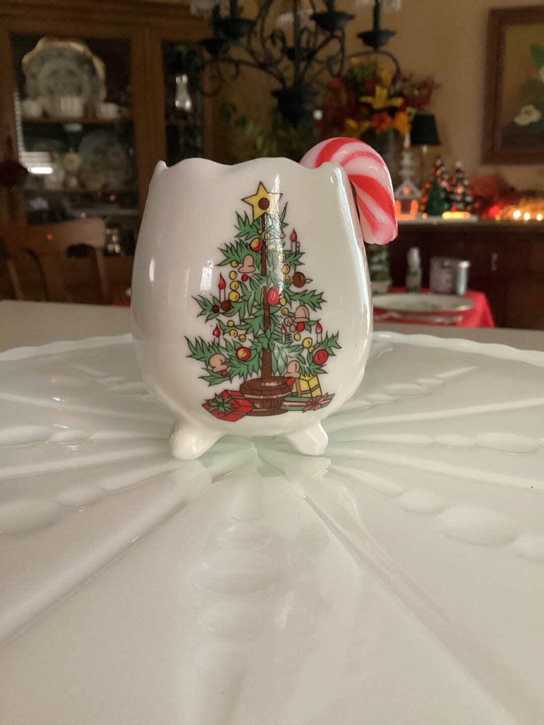 White Egg Shaped Footed Victorian Christmas Tree Toothpick Holder - Etsy