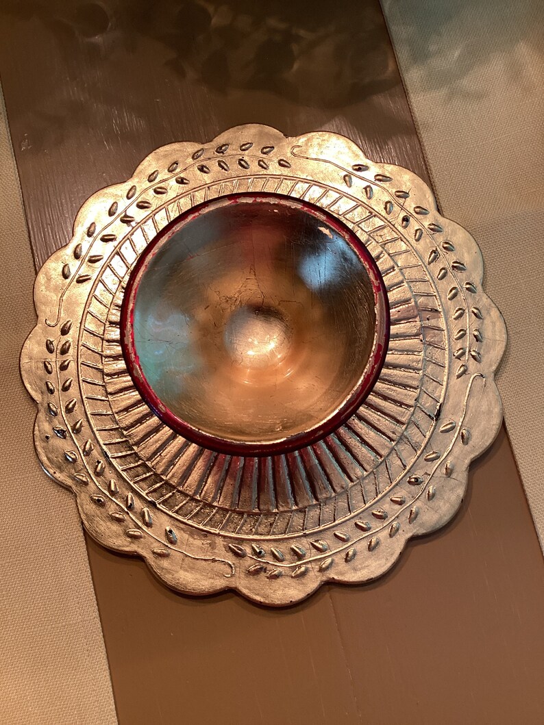 One Gorgeous LE Smith-EAPG-Glass-Red & Gold-9.75 Fluted Round Cake Stand/Plate image 3