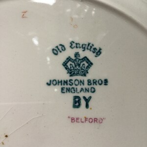 Four RARE-Vintage Johnson Brothers England-BY-Belford-Dinner Plate/Dish-Gold Floral/Roped Edge image 3