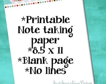 Printable Note Taking Paper Letter Size