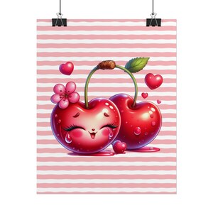 Cute Cherry Rolled Posters - Wall Art, Nursery Decor, Gift for Her,