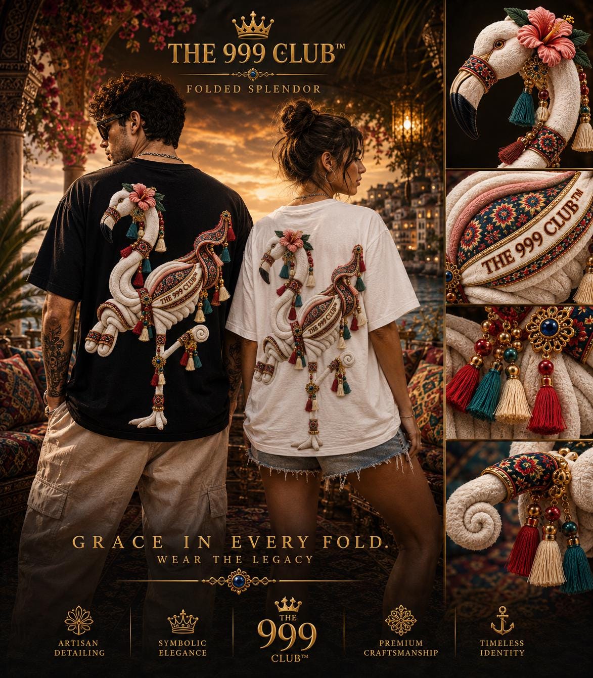 Custom Graphic T-Shirt: The 999 Club Flamingo Back Print Tee (Oversized Fit)