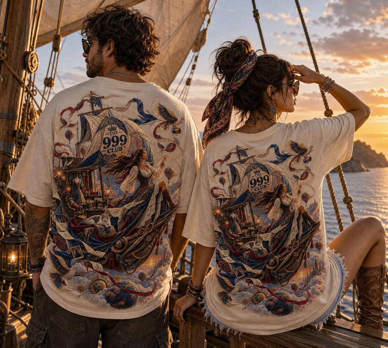 Turkish Rug Motif Cotton Tee, Unisex Box Fit Shirt