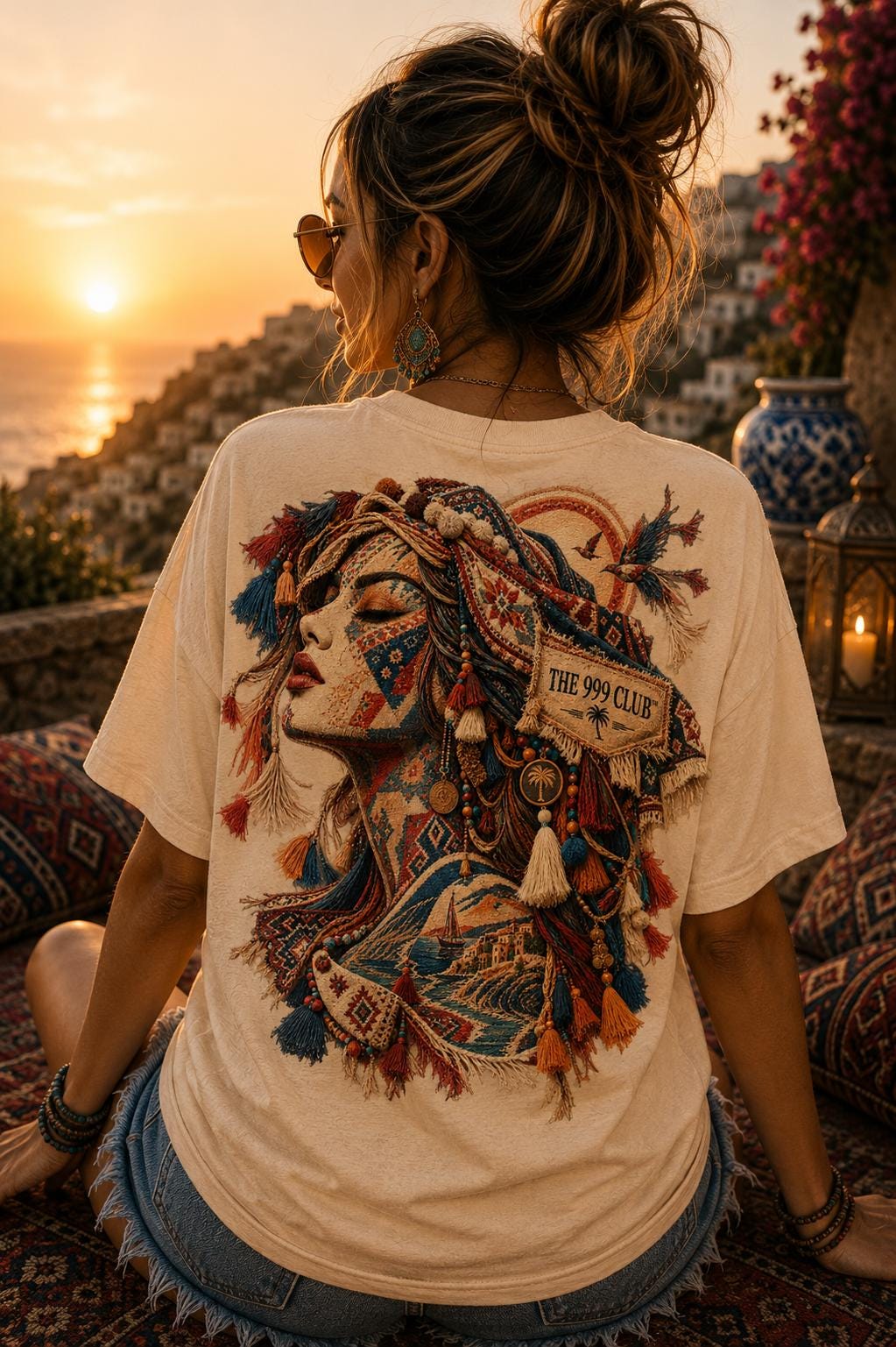 Couple Tee Persian Carpet Graphic Tee, Turkish Tea Back Print, Unisex Streetwear