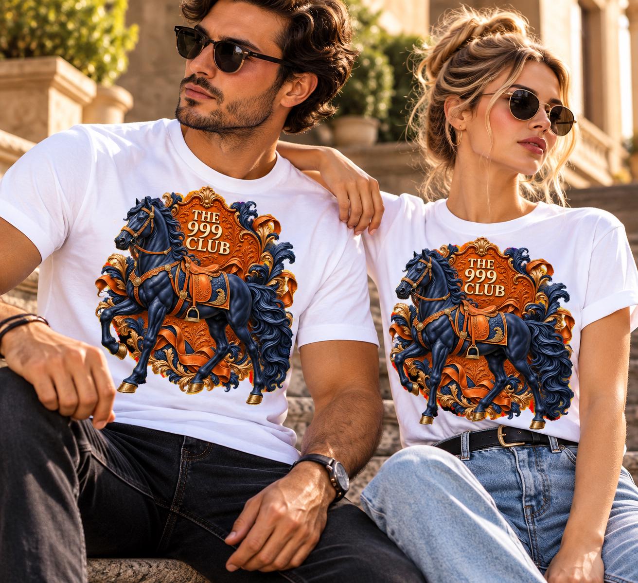 The 999 Club Horse Illustration Tee | Knight, Skull, Vintage Heraldry — THE 999 CLUB wearable art