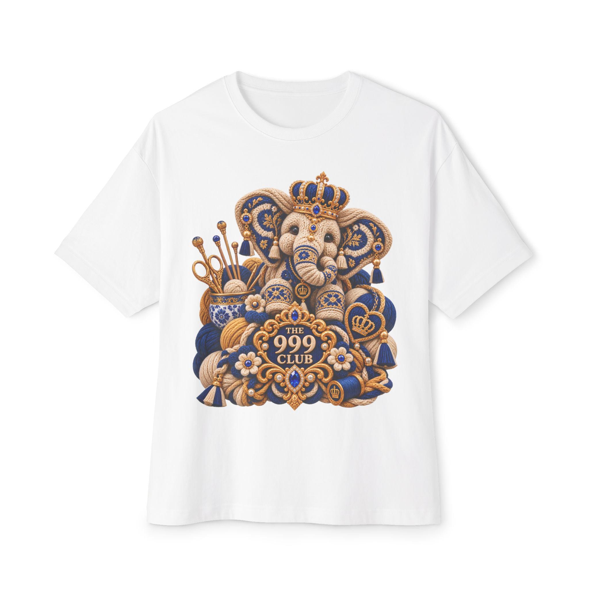 Ornate Crowned Elephant The Club T-Shirt | Decorative Floral Illustration — THE 999 CLUB wearable art