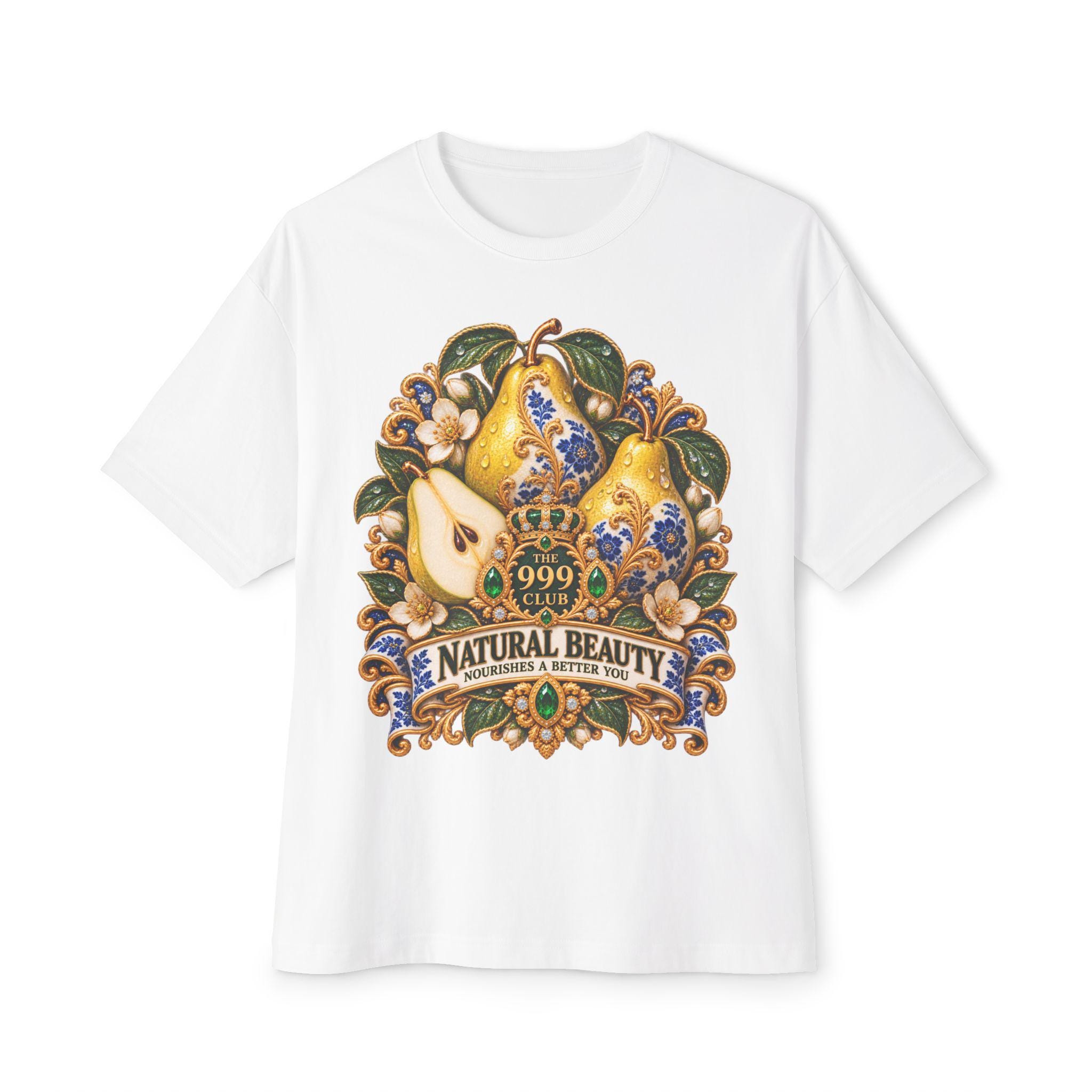 Vintage Pear Illustration Natural Beauty Tee | Fruit Botanical Shirt