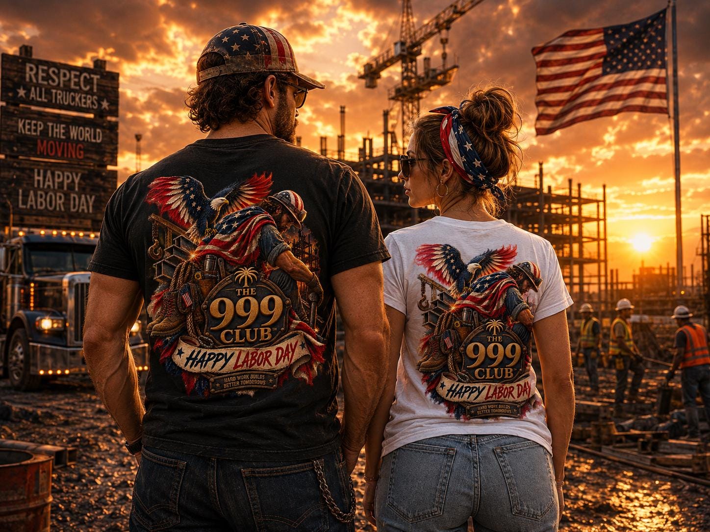 Trucker Labor Day T-Shirt, 999 Club Graphic Tee, Road Worker Pride Gift