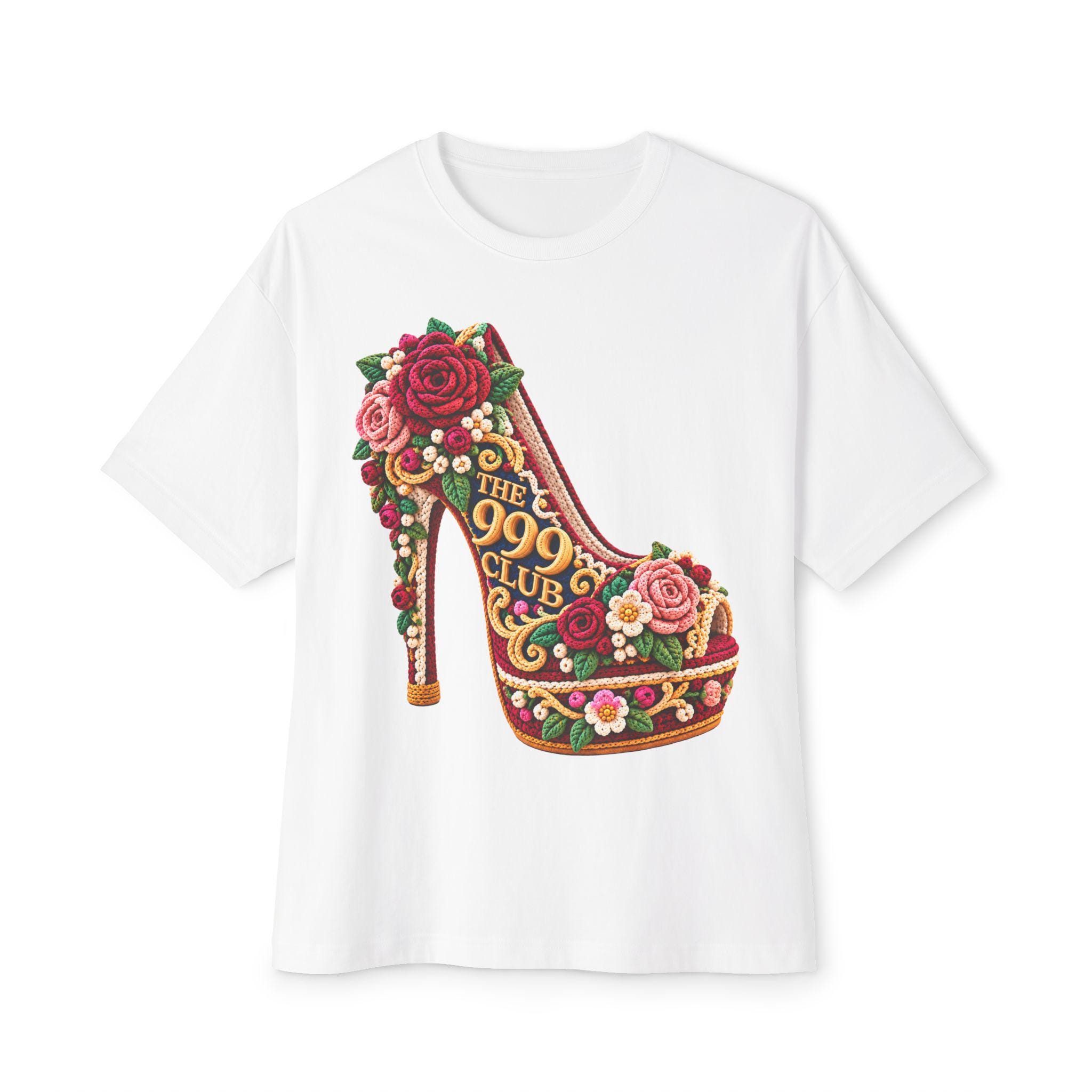 The 999 Club Floral High Heel Tee | Shoe Illustration Shirt Wool Knit — THE 999 CLUB wearable art
