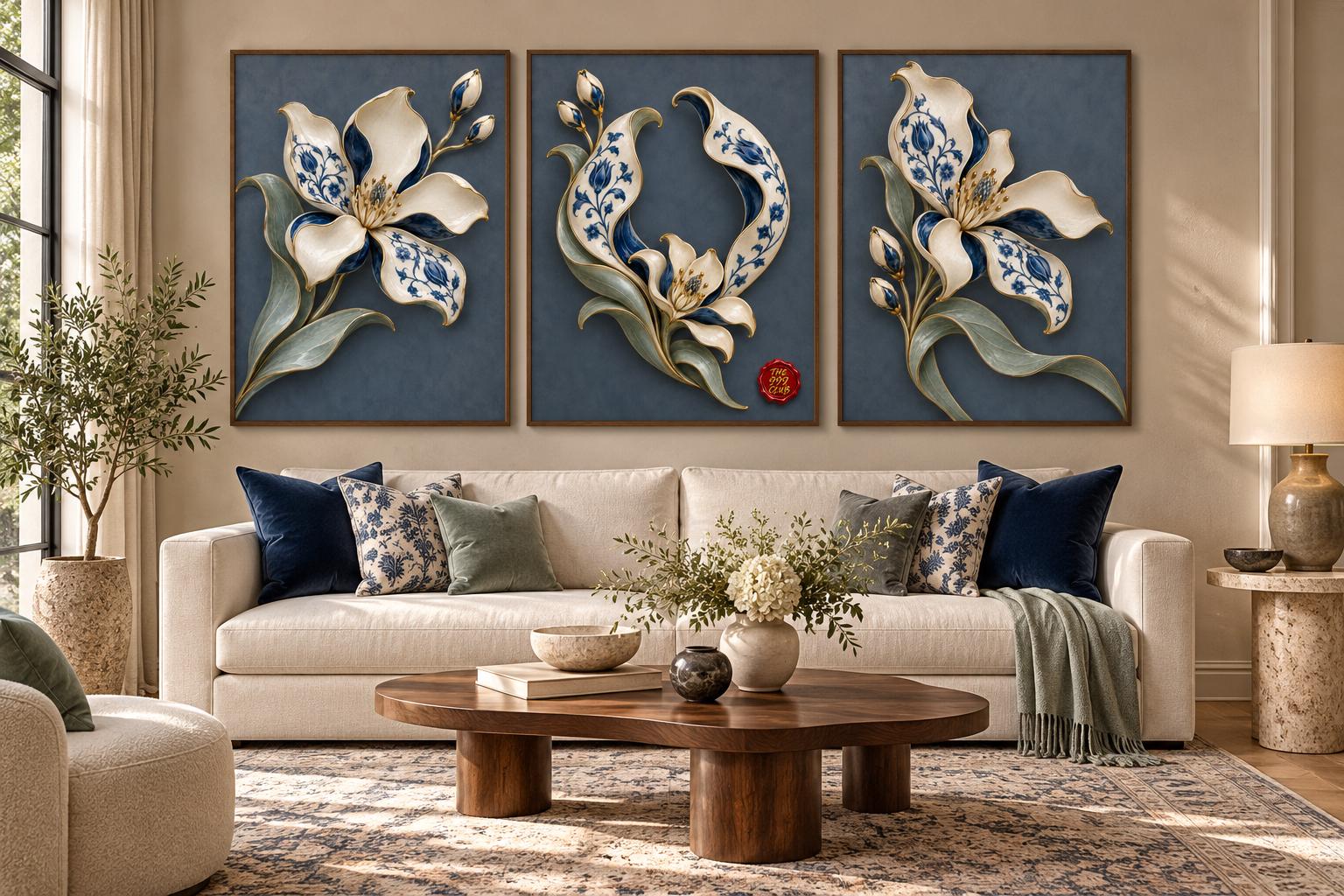 Ceramic Floral Art Poster, Colorful Flowers Wall Art, Porcelain Inspired Botanical Painting, Elegant Flower Decor, Vintage Home Gallery Art! — THE 999 CLUB digital wall art