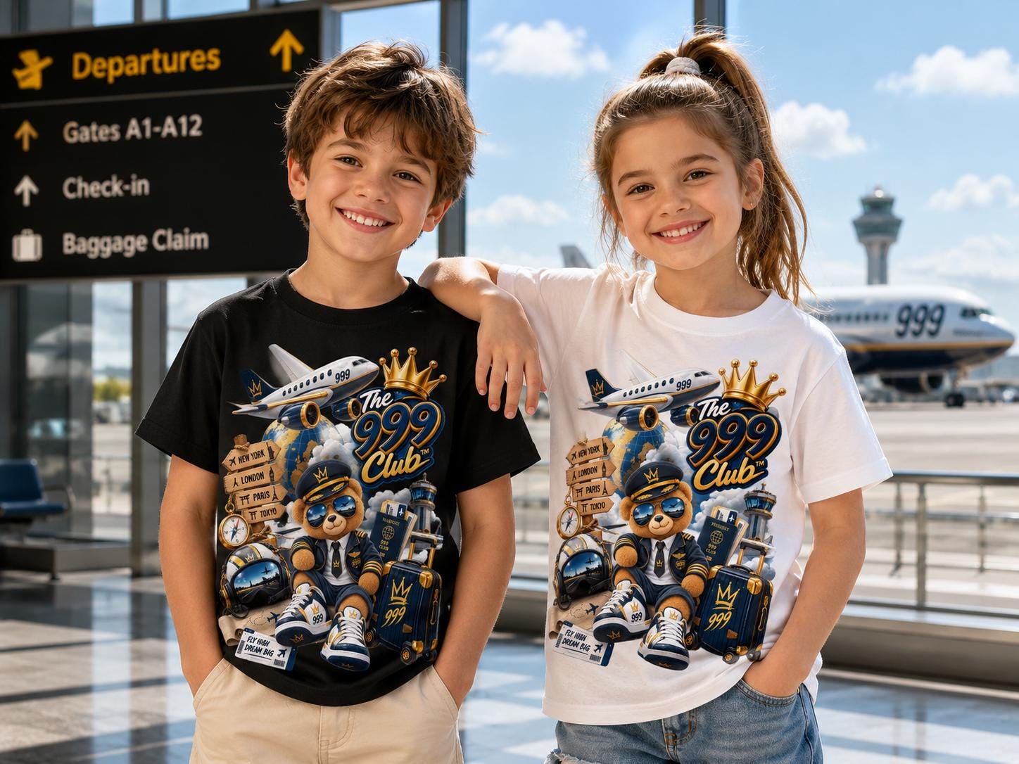 Pilot Bear Toddler Tee | Airplane Crown Travel Kids Shirt, Airplane Design T-Shirt,