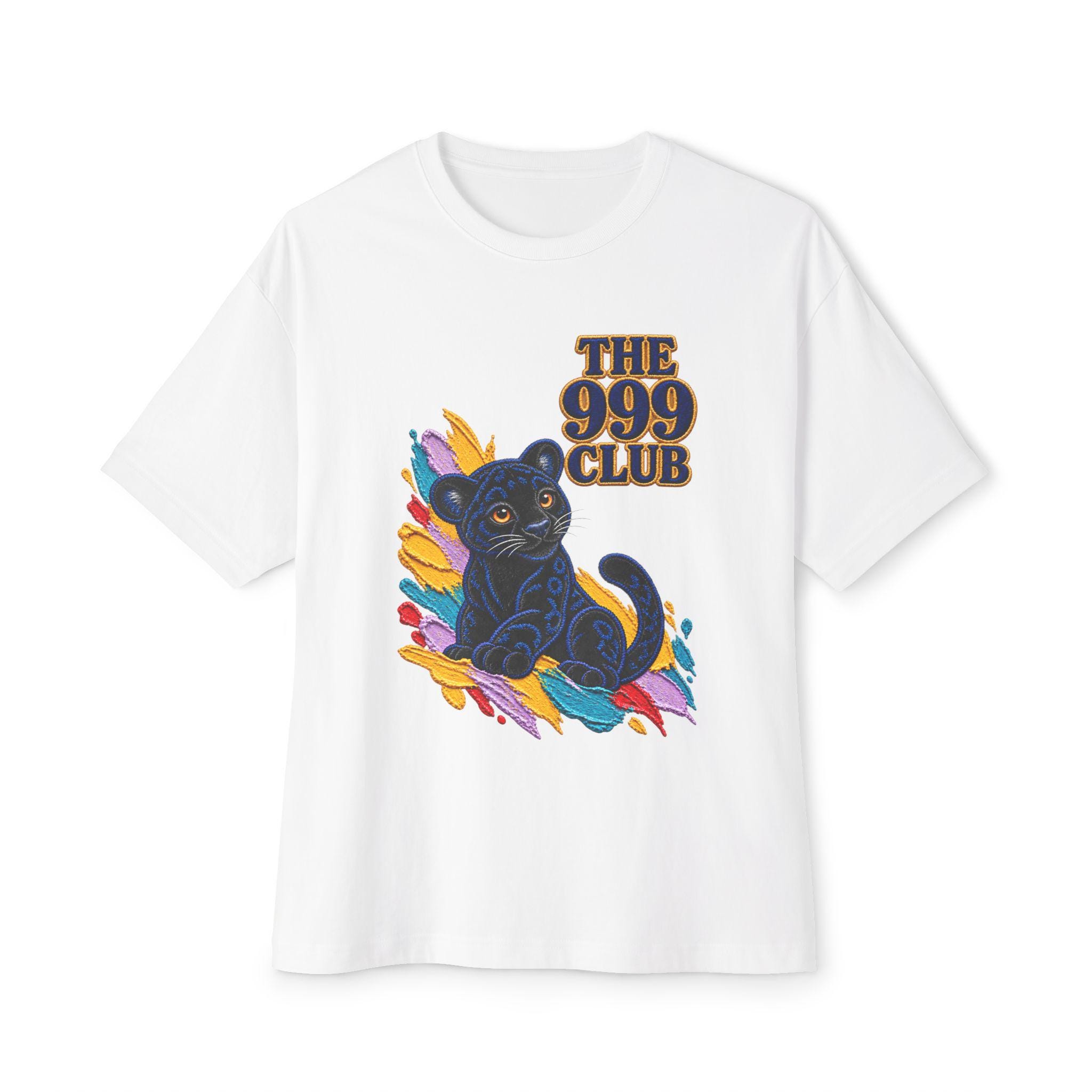 Embroidered Jaguar TShirt Colorful Baby Cheetah Graphic Tee Wearable Art Street Art Clothing New Season Unisex Fashion Top Black Cat — THE 999 CLUB wearable art