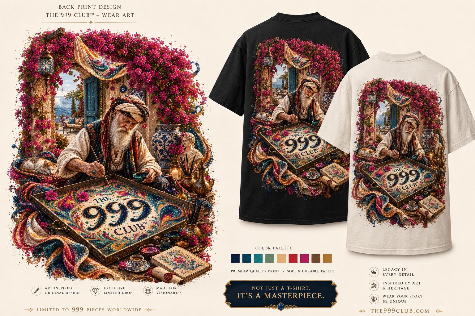 Art-Inspired Back Print T-Shirt: The 999 Club™ Limited Edition Wearable Art