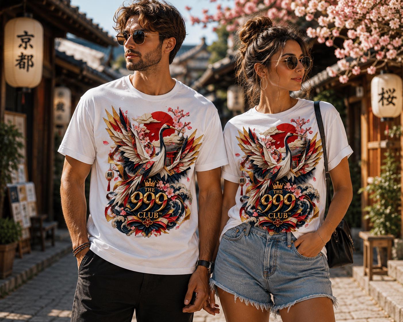 Cranes with Red Sun T-Shirt | Animal Lover, Japanese Crane Illustration