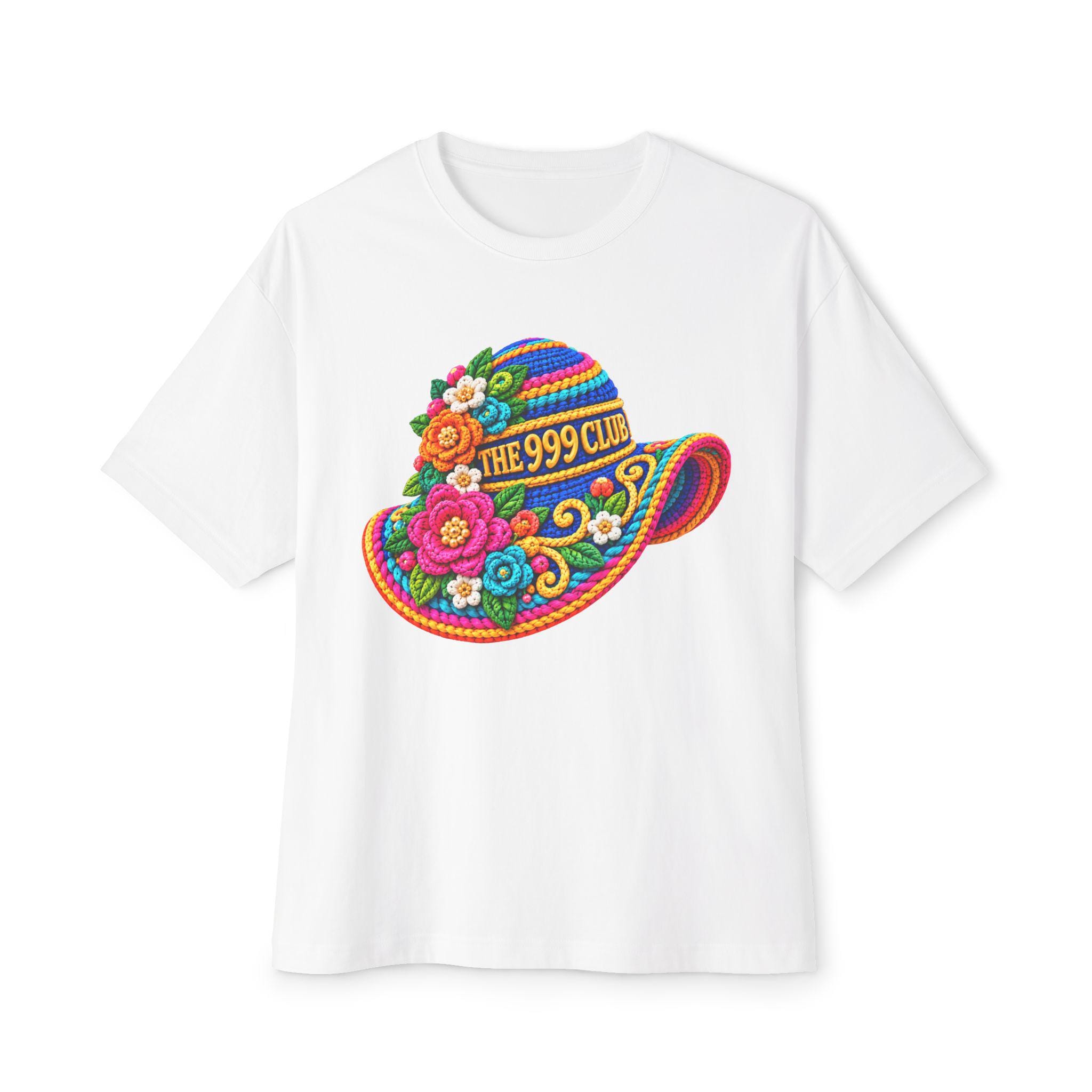 Colorful Floral Straw Hat graphic tee | T-Shirt Wool Knit — THE 999 CLUB wearable art