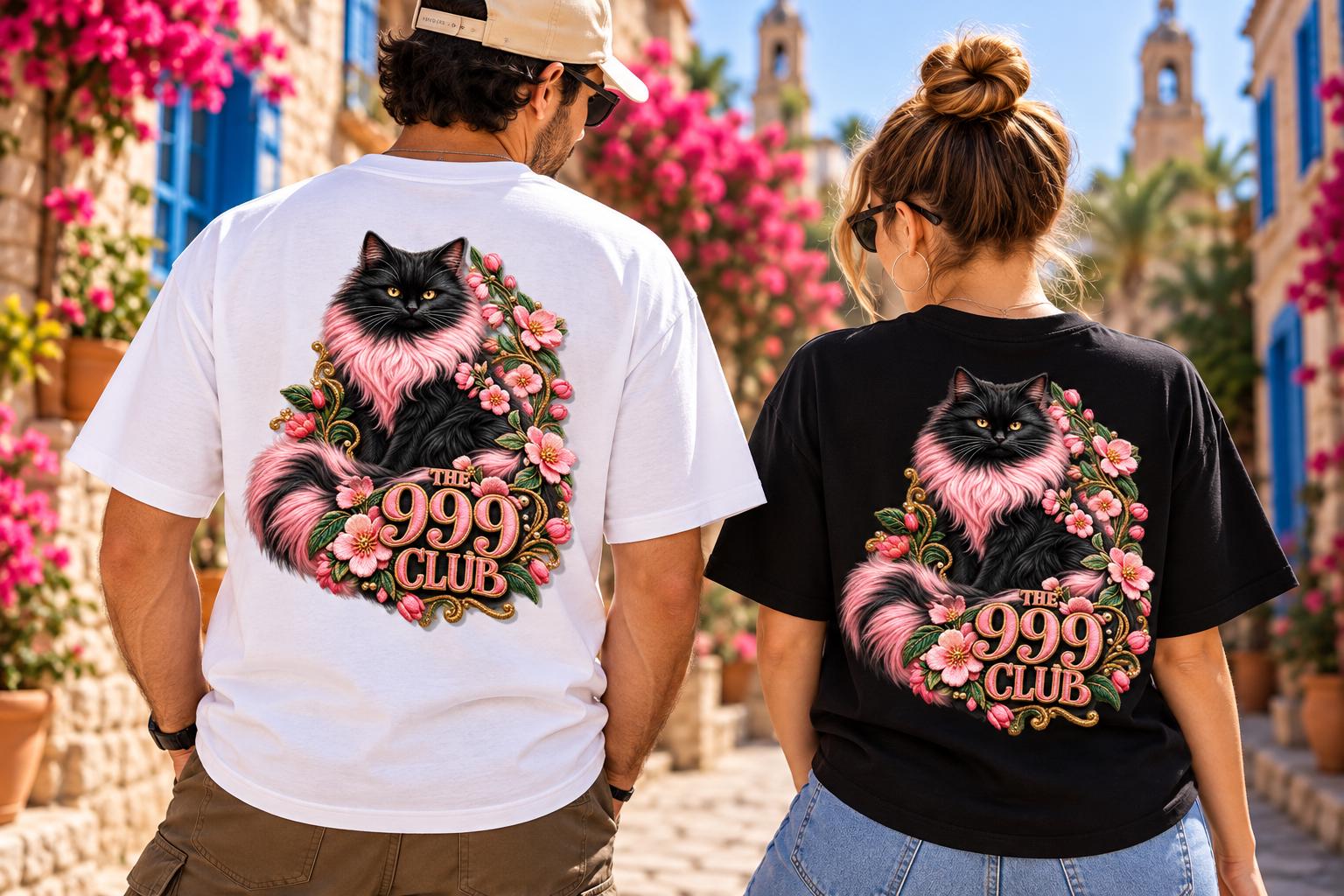 Limited Edition The999 Club Cat Tee, Numbered Wearable Artwork (001/999) — THE 999 CLUB wearable art