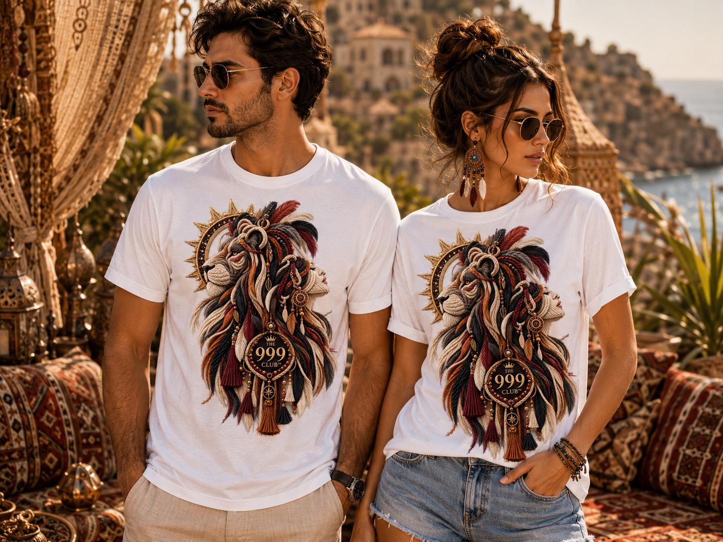 Surreal Lion Feather Art Tee, Rustic Boho Graphic Shirt, Rope Top, Family Tshirt, Couple Trend