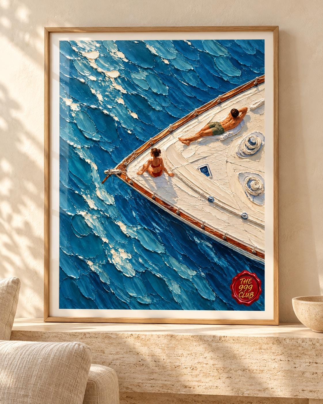 Romantic Seaside Yacht Wall Art Poster, Couple on Beach with Sailboat, Coastal Ocean Landscape Print, Nautical Home Decor, Summer Lovers Art — THE 999 CLUB digital wall art