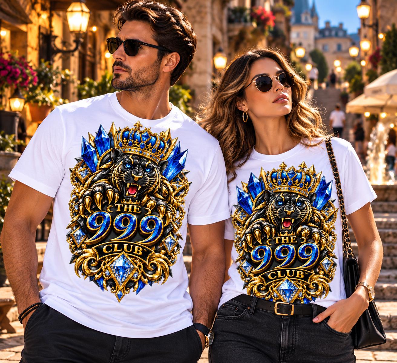 The 999 Club Lion Crest Tee | Regal Blue Gold Graphic Shirt