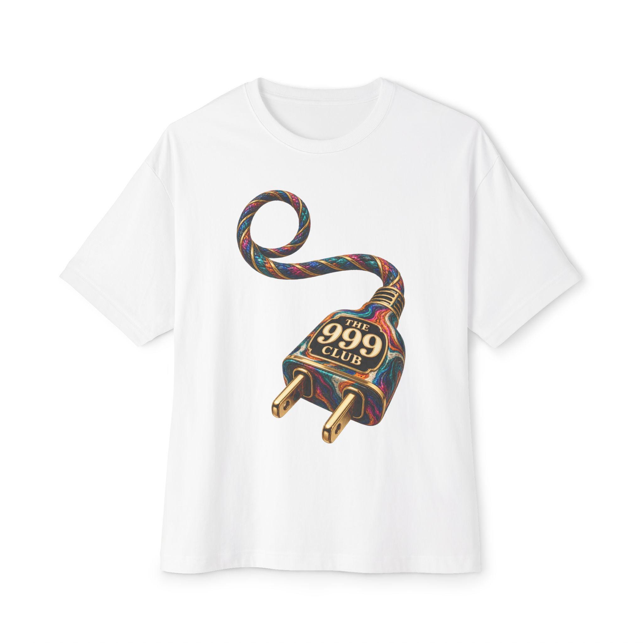 Wearable Art The 999 Club Vintage Plug Illustration Tee | Electric Cable Graphic Tee — THE 999 CLUB wearable art