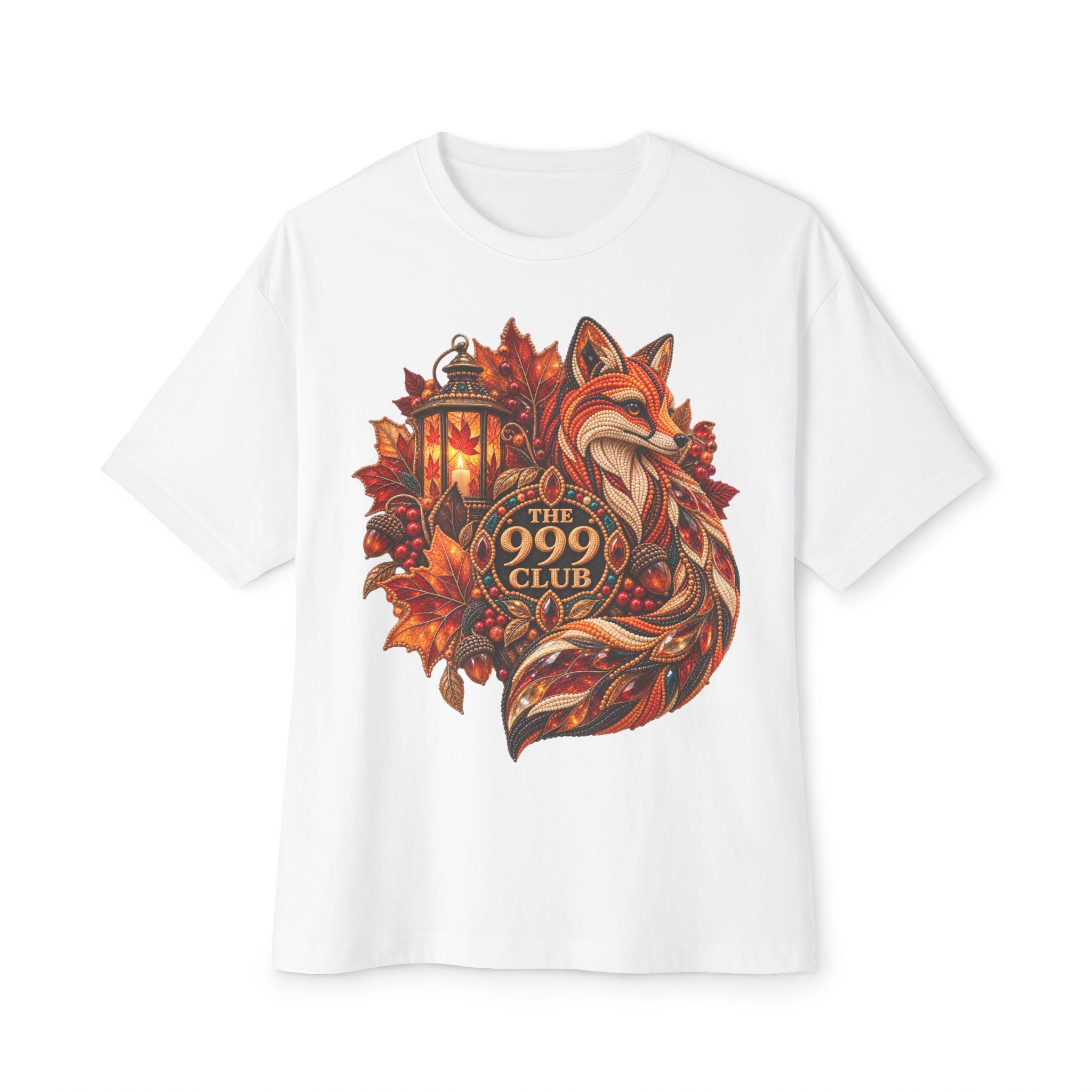 Autumn Fox with Lantern tee | The 999 Club T-Shirt — original holiday T-shirt design by THE 999 CLUB