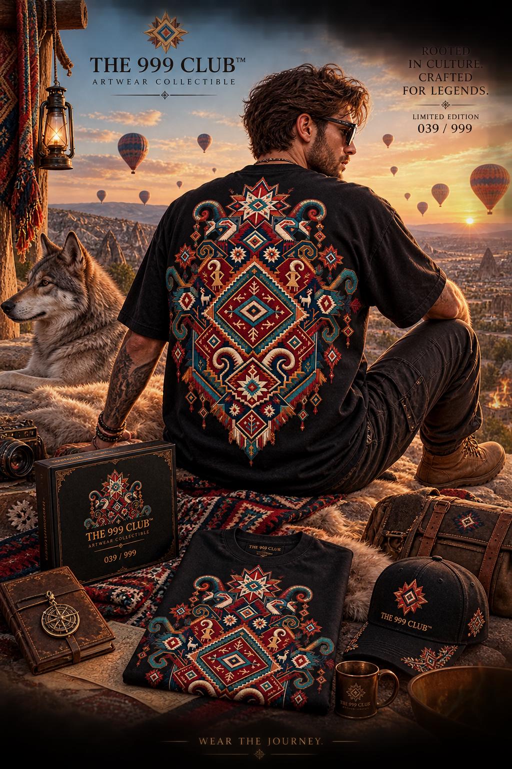 Anatolian Rug Back Print T-Shirt, Vintage Ethnic Folk Art Tee