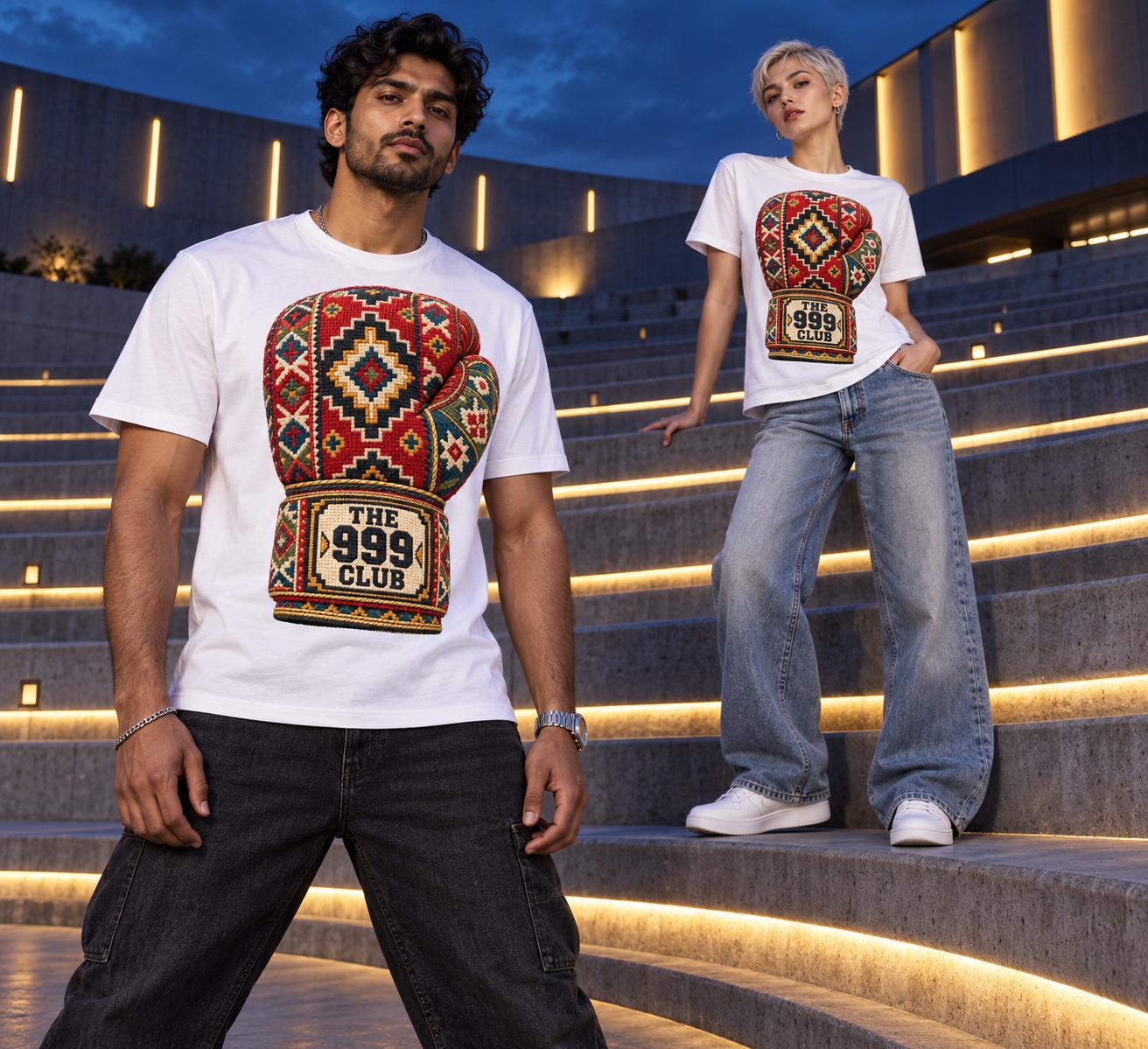 Fall Fashion, Tribal Pattern Boxing Glove Tee | Limited Edition Wearable Art (001/999) — THE 999 CLUB wearable art