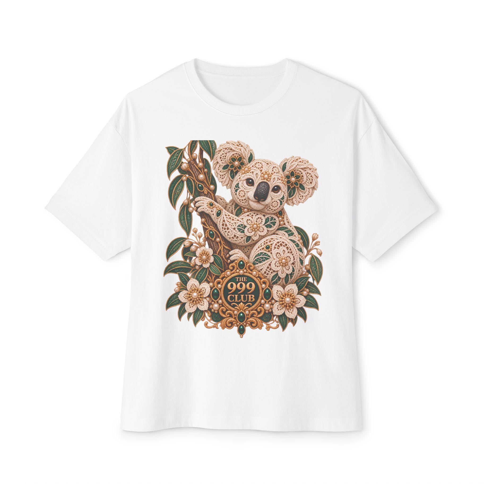Floral Sugar Skull Koala Tee | The 999 Club — original bohemian art T-shirt design by THE 999 CLUB