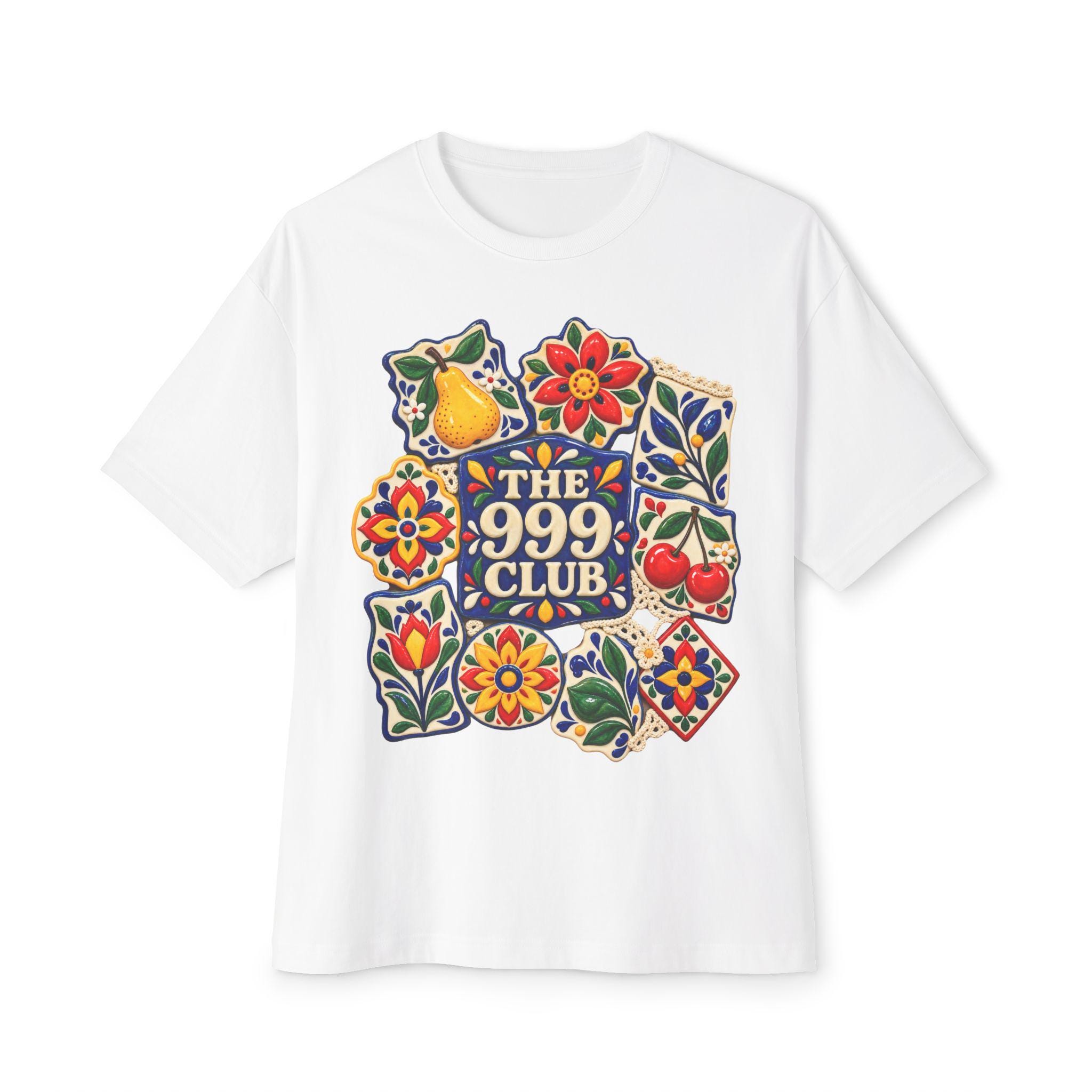 The 999 Club floral tile Tee | Fruit & flower folk art shirt — THE 999 CLUB wearable art
