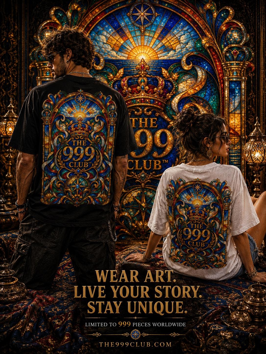 Limited Edition 999 Club Art T-Shirt: Mosaic Crown Back Print (999 Pieces)