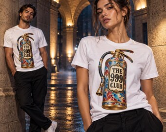 The 999 Club Fire Extinguisher Tee | Vintage Ebru Graphic T-Shirt Wearable Art