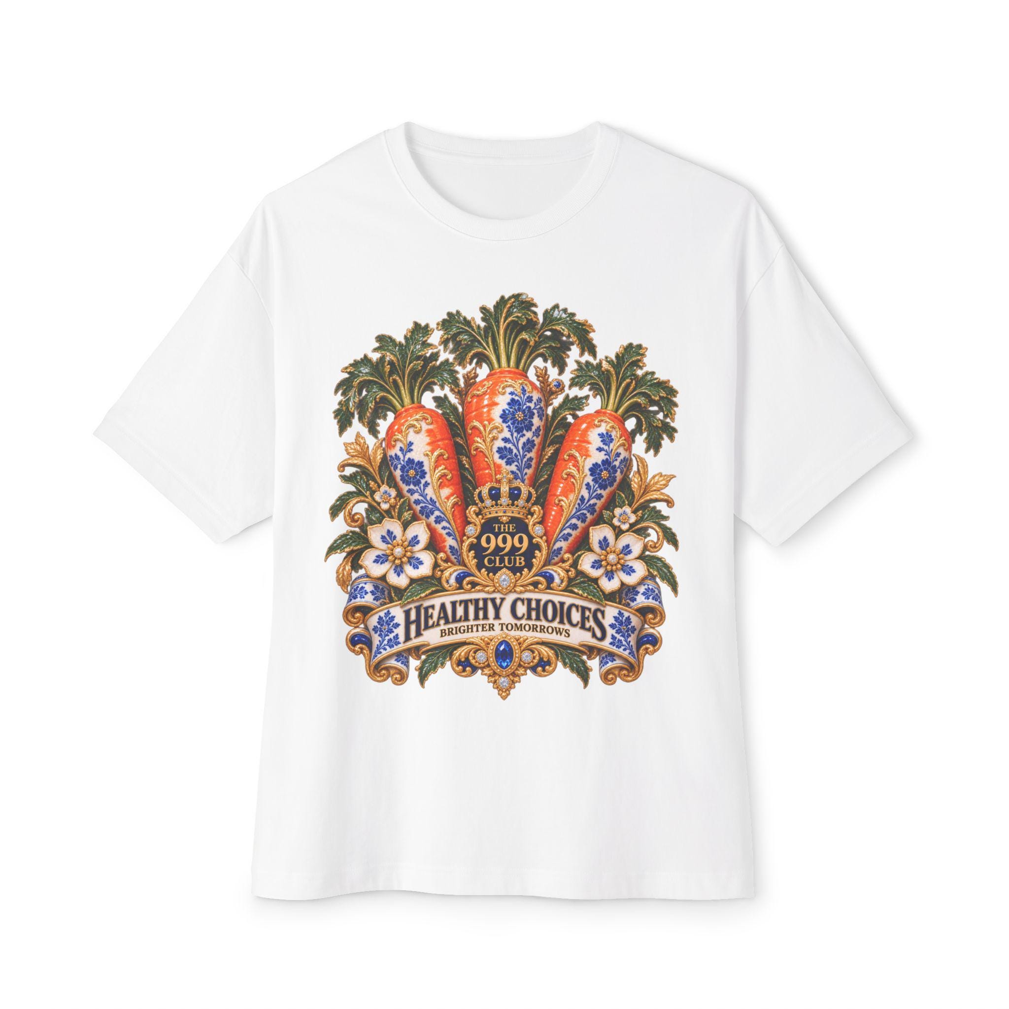 Healthy Choices crest floral graphic Tee | Chest emblem vintage botanical design