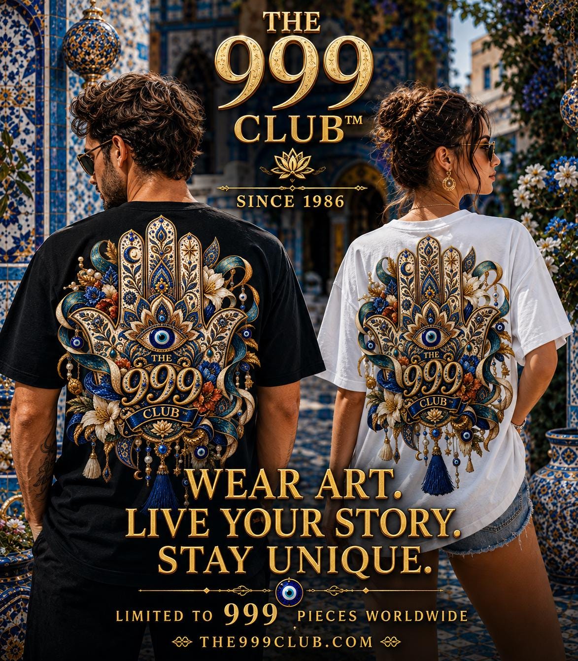 Limited Edition 999 Club Art T-Shirt: Intricate Back Print, Unisex Apparel