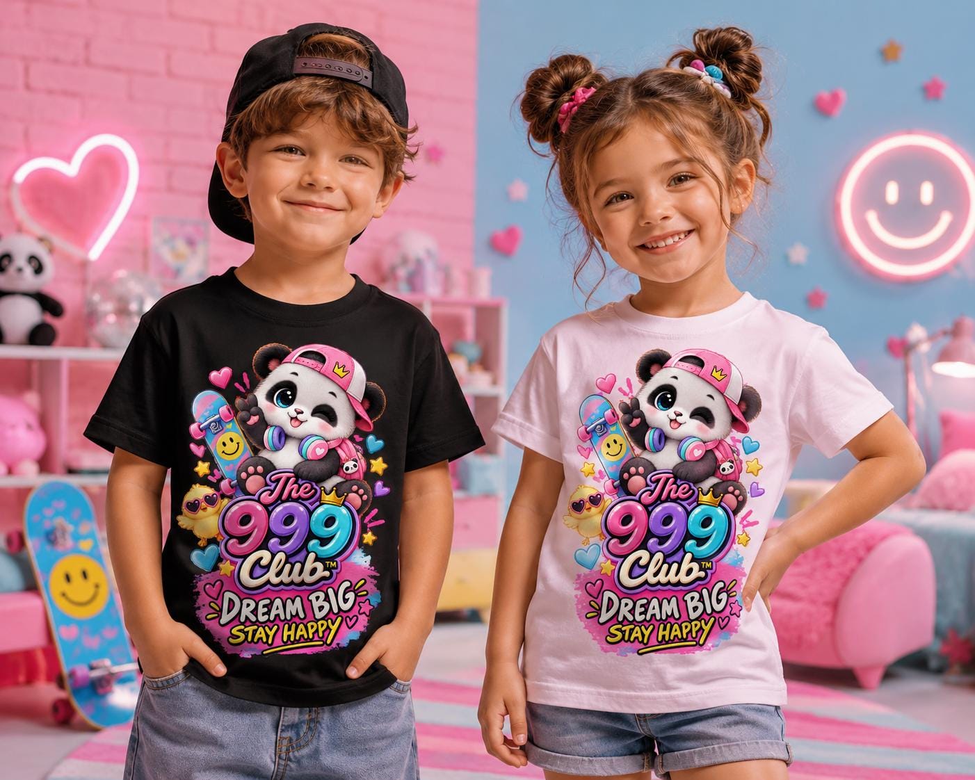 Panda Design, Dream Big Toddler Tee | T-Shirt Hearts, Animal Lover (100% Cotton)
