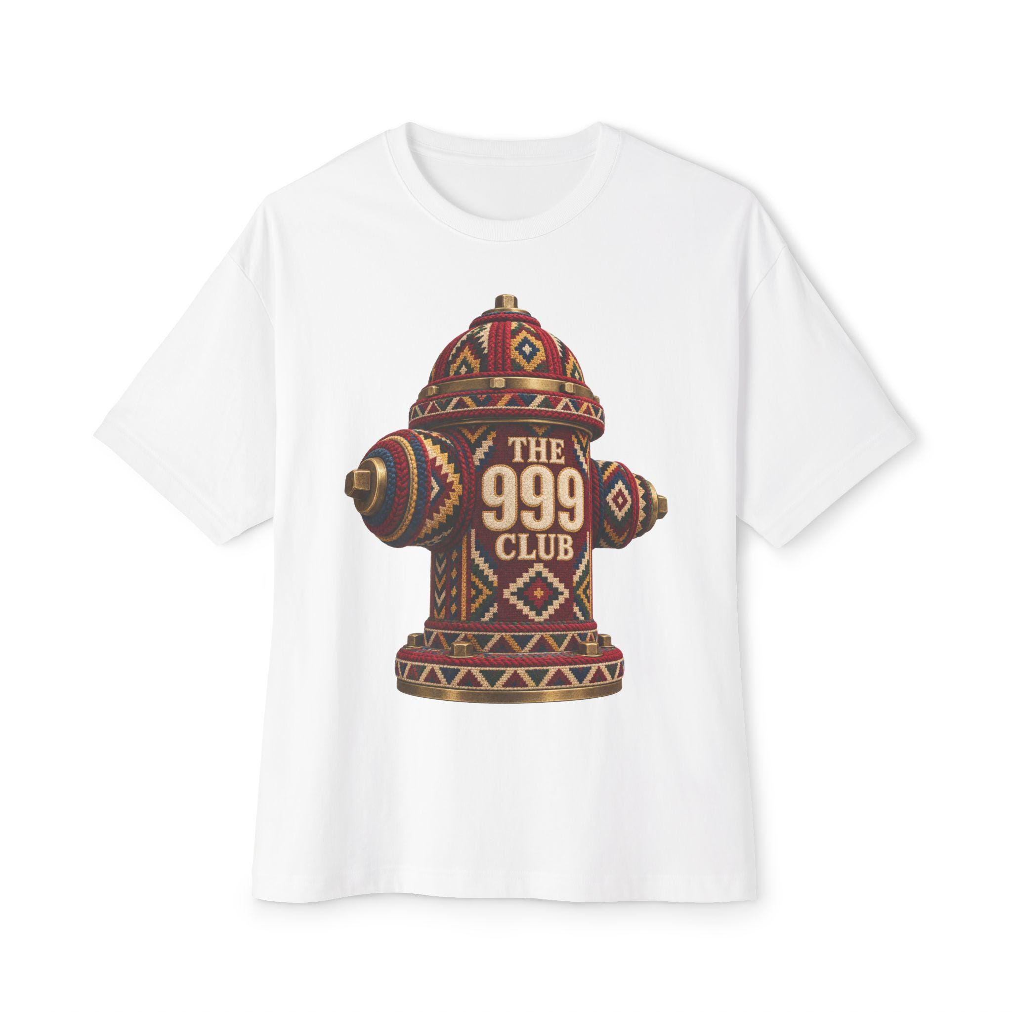 The 999 Club Fire Hydrant Tee | Wearable Art Patterned Hydrant Graphic T-Shirt — THE 999 CLUB wearable art
