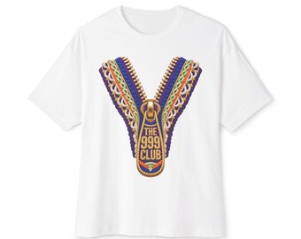 Zipper V-Neck 'The 999 Club' Tee Wearable Art