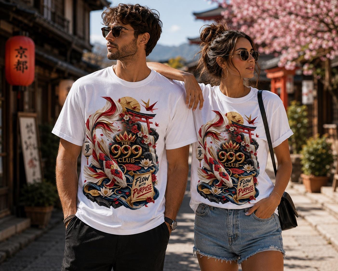Koi Fish Graphic Tee | Japanese Torii, Waves, Lotus