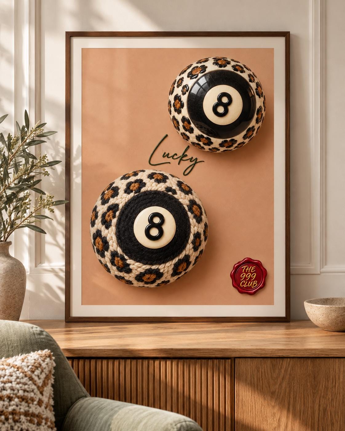 8 Ball Billiards Leopard Wall Art Poster, Knitted Wool Pool Ball Artwork, Wild Animal Print, Game Room Decor, Retro Sports Art, Unique Gift — THE 999 CLUB digital wall art
