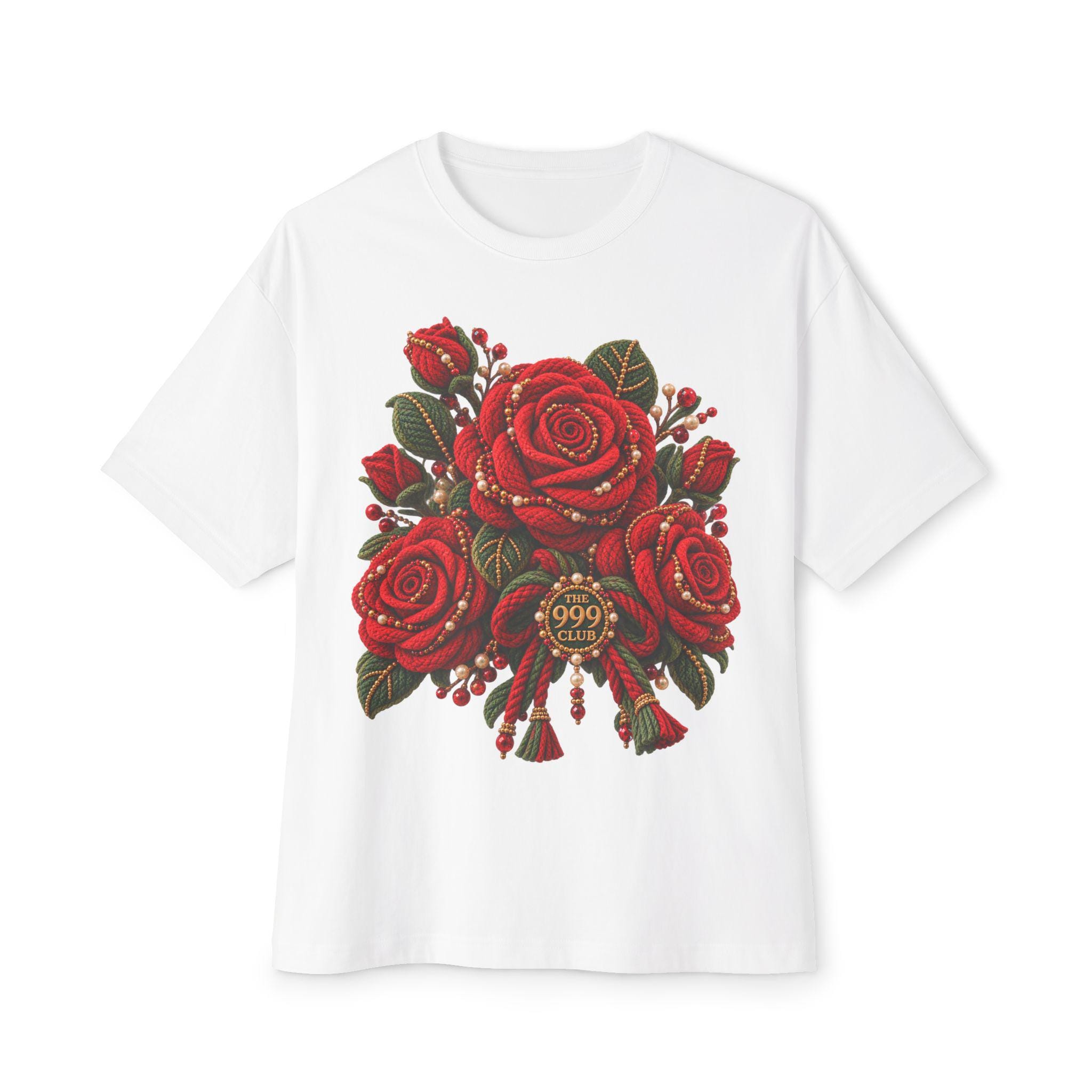Red Rose Bouquet Tee Wool Knit — THE 999 CLUB wearable art