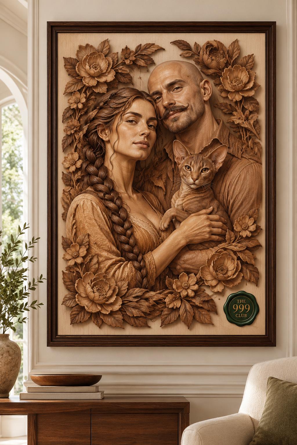 Custom wood relief portrait — personalized digital wall art