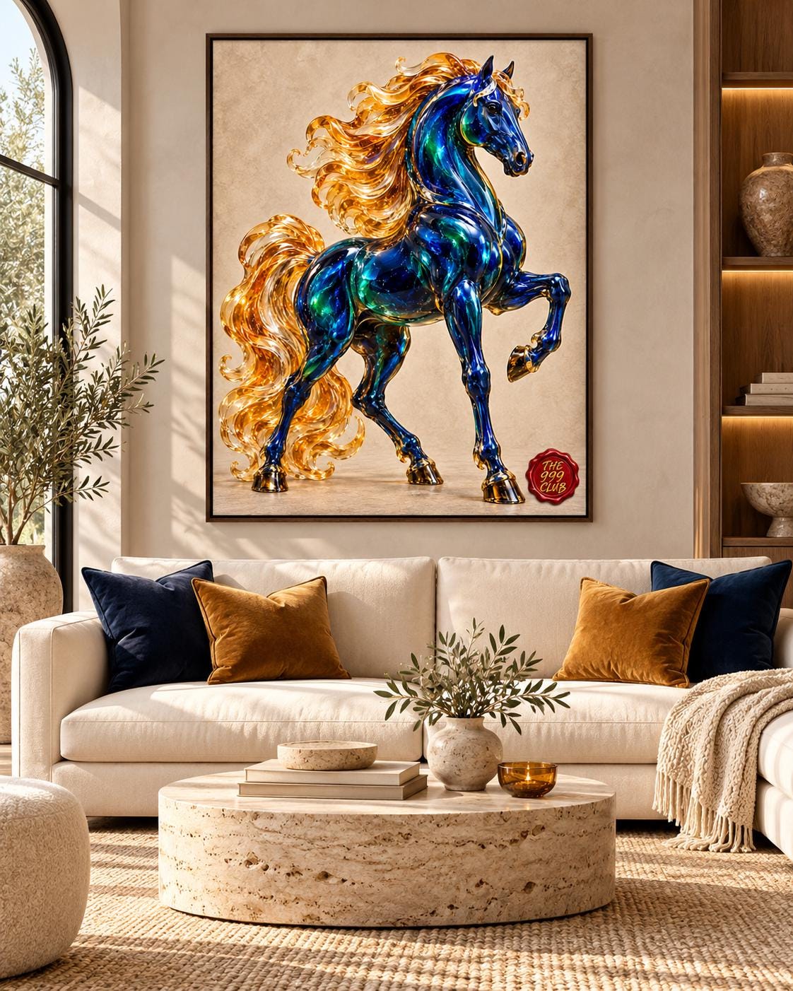 Fused Glass Horse Wall Art Poster, Colorful Equestrian Artwork, Molten Glass Inspired Design, Modern Living Room Decor, Gift for Horse Lover — THE 999 CLUB digital wall art