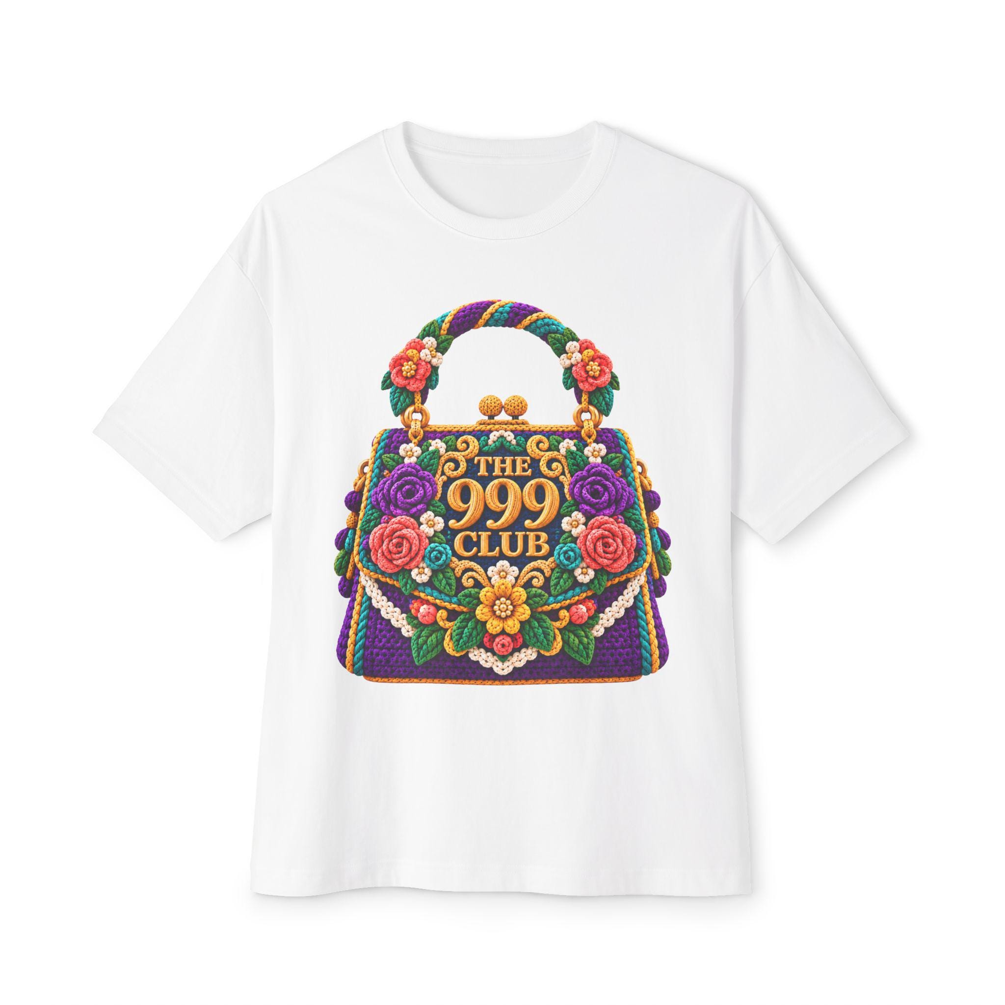 The 999 Club Floral Handbag graphic Tee | Women's Bag Illustration Wool Knit — THE 999 CLUB wearable art